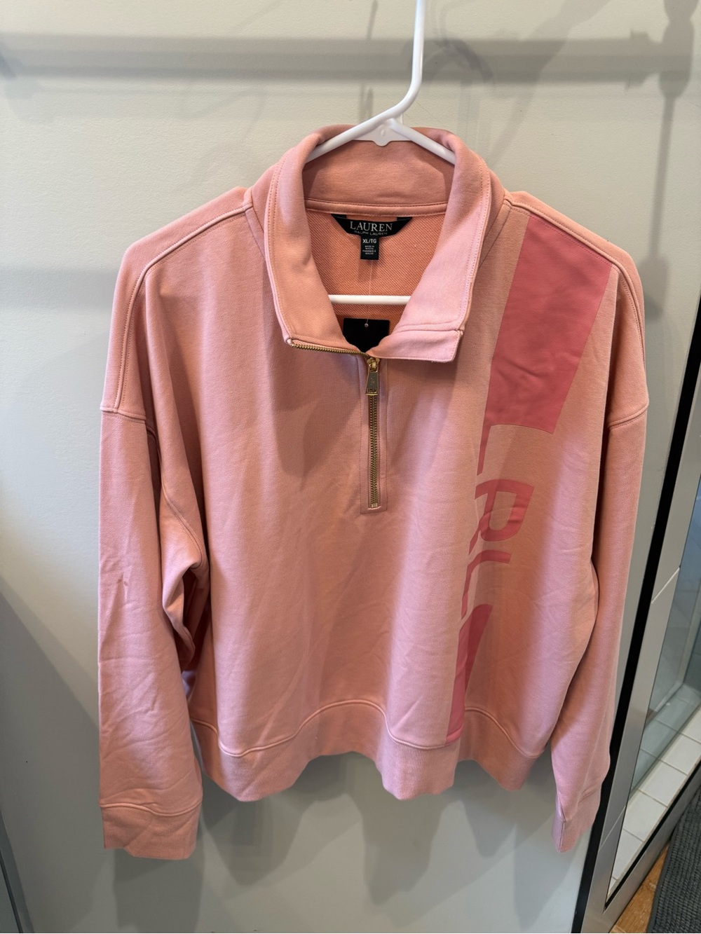 New XL Ralph Lauren Pink Half-Zip Pullover Sweater